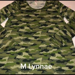 Camo Lularoe Lynnae Long Sleeve Top